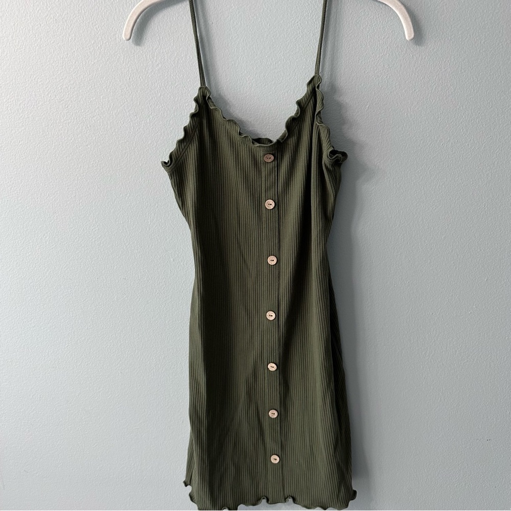 Mini Dress Olive Green Size Small Tight & Form Fitting - Picture 7 of 10